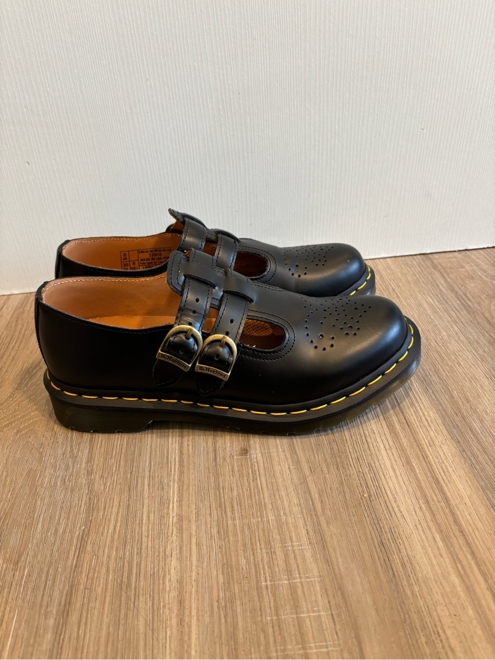 Dr Martens Mary Jane 12916 Double Buckle Black Leather Shoes US Women's Size 8